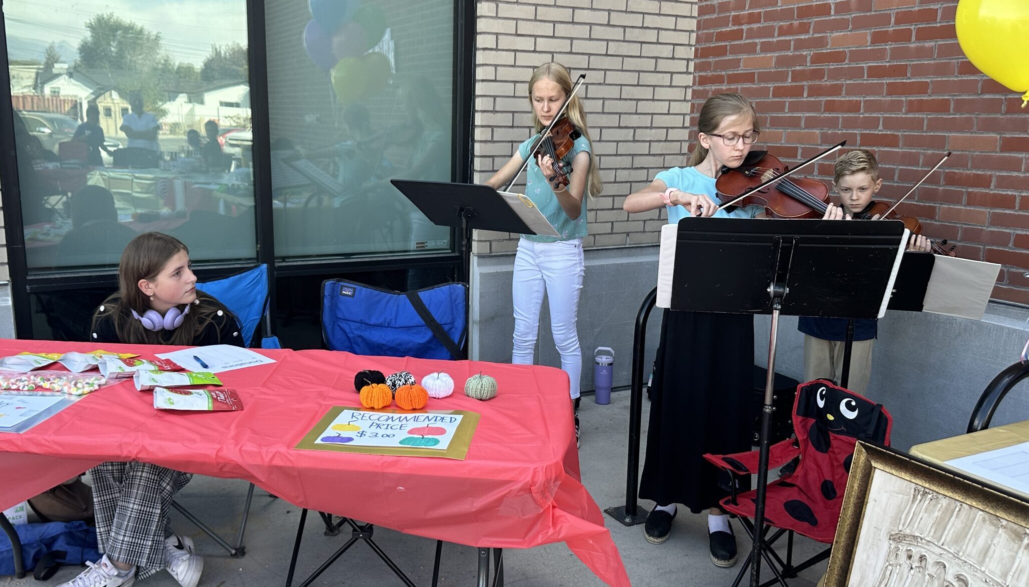 Microschool students participating in service project